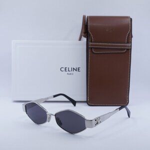 Celine CL40254U 16A Geometric Sunglasses - Palladium / Smoke